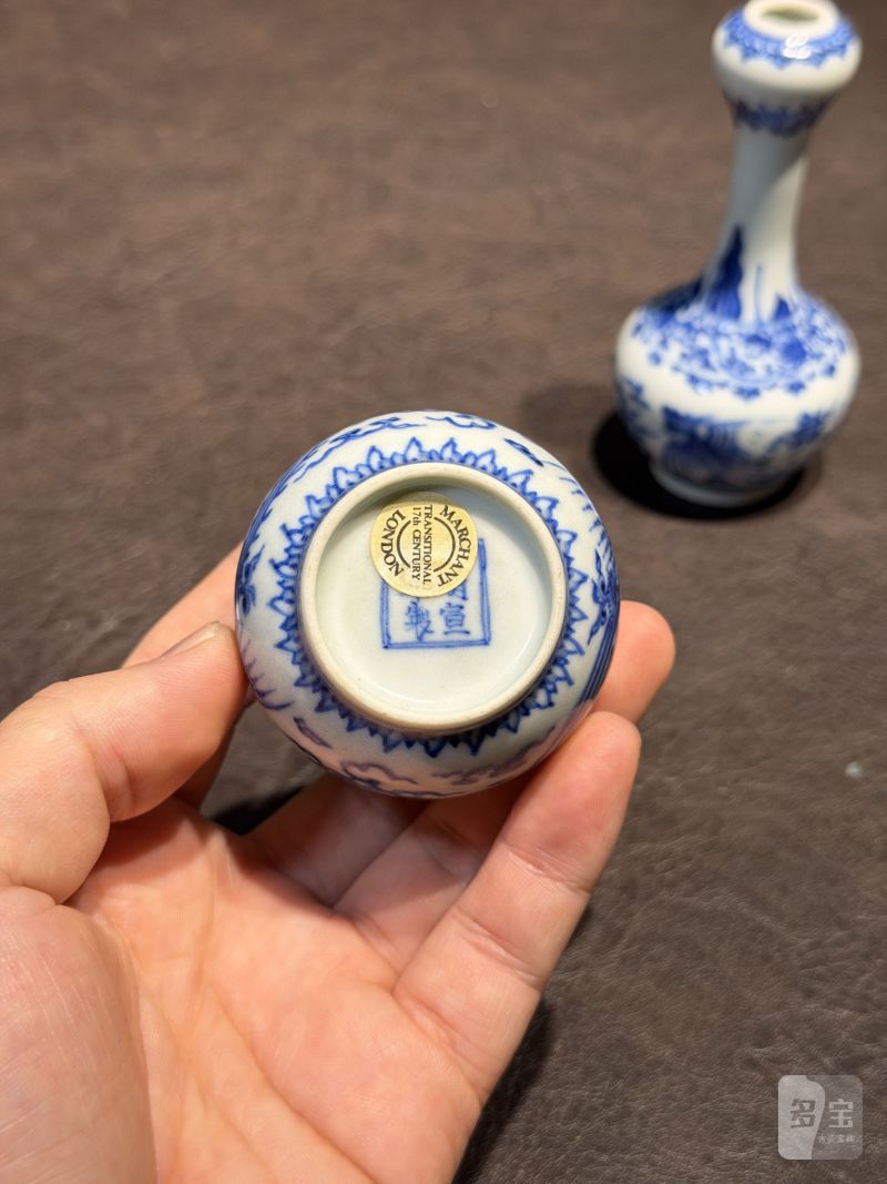 清康熙 青花双凤纹胆瓶、蒜头瓶 - 图23
